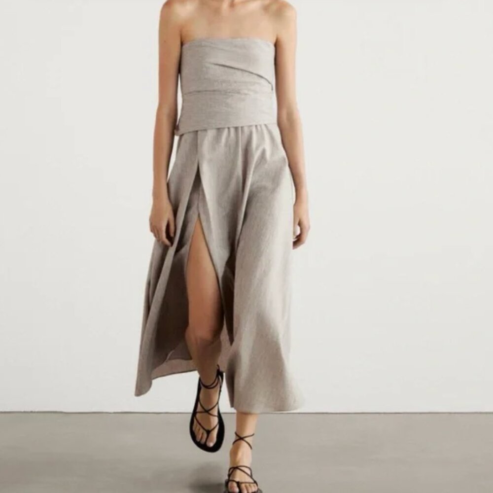Massimo Dutti strapless linen dress